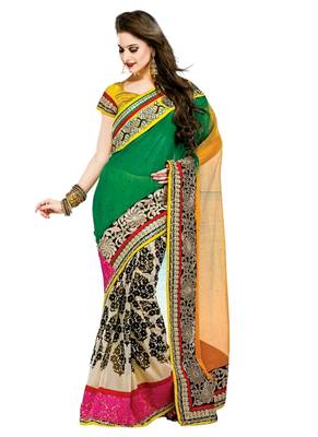 Multicolor embroidered georgette saree 1