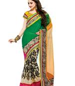Multicolor embroidered georgette saree