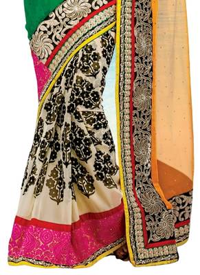 Multicolor embroidered georgette saree 3