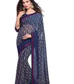 Blue printed georgette saree 
