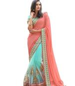 Multicolor embroidered net saree 