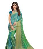 Multicolor printed georgette saree 