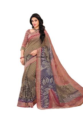 Brown woven georgette saree  1