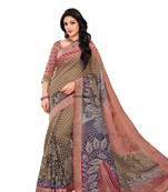 Brown woven georgette saree 