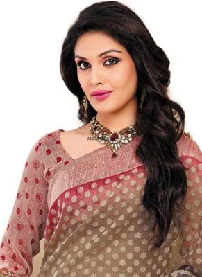 Brown woven georgette saree  2