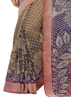 Brown woven georgette saree  3