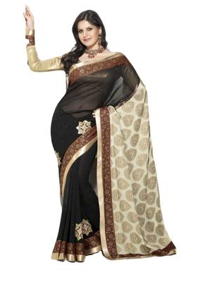 Multicolor hand woven georgette saree 1