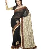 Multicolor hand woven georgette saree