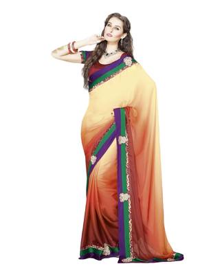 Multicolor embroidered crepe saree 1