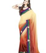 Multicolor embroidered crepe saree