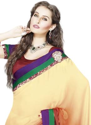 Multicolor embroidered crepe saree 2