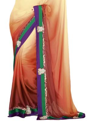 Multicolor embroidered crepe saree 3