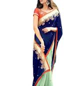 Multicolor embroidered net saree 