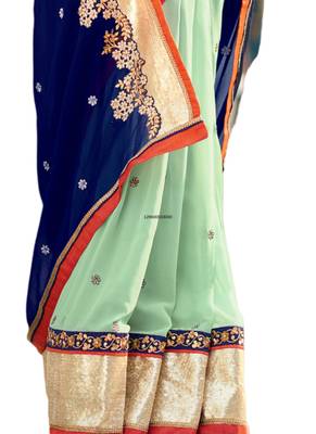 Multicolor embroidered net saree  3