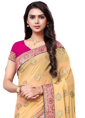 Multicolor embroidered georgette saree  2