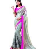 Grey embroidered net saree 