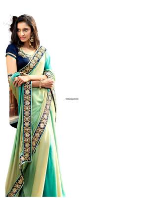 Blue embroidered crepe saree  1