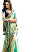 Blue embroidered crepe saree 
