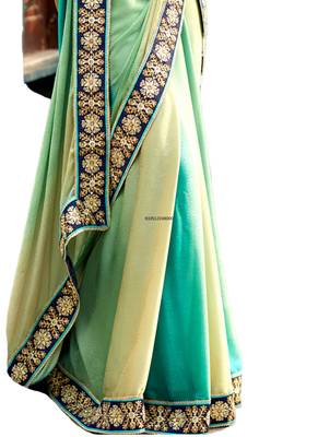 Blue embroidered crepe saree  3