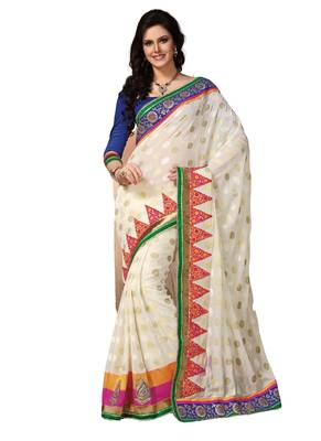 White hand woven georgette saree  1