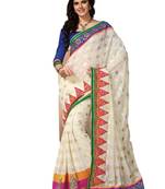 White hand woven georgette saree 