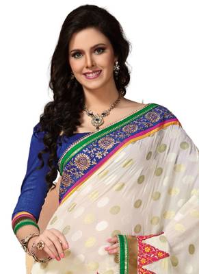 White hand woven georgette saree  2