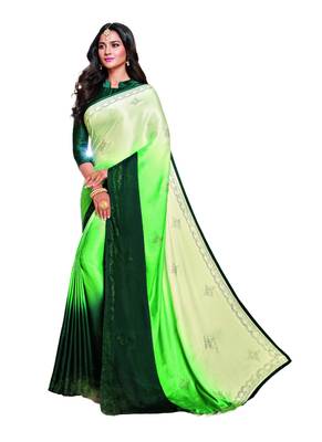Multicolor embroidered satin saree  1