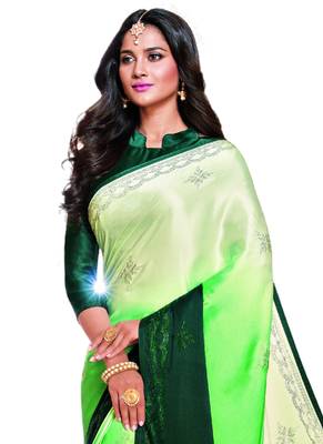 Multicolor embroidered satin saree  2