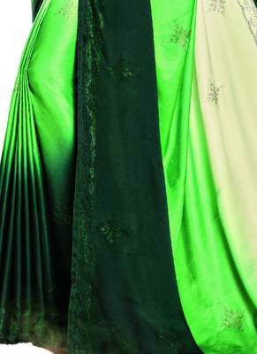 Multicolor embroidered satin saree  3