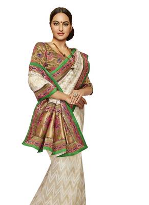 White hand woven crepe saree  1