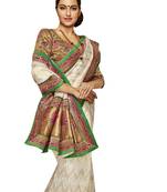 White hand woven crepe saree 