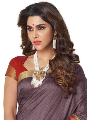 Grey embroidered dupion silk saree  2