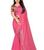 Peach plain chanderi saree with blouse