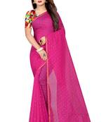 Magenta plain chanderi saree with blouse