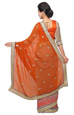 Grey embroidered jute saree with blouse 3