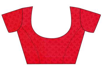 Red printed faux georgette saree with blouse 4