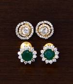 Emerald and AAA CZ Embellished American Diamond Studs 216ED313