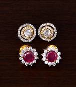 Ruby and AAA CZ Embellished American Diamond Studs 216ED314