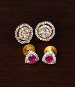 Ruby and AAA CZ Embellished American Diamond Studs 216ED315