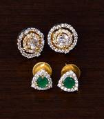 Emerald and AAA CZ Embellished American Diamond Studs 216ED316