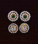 Emerald and AAA CZ Embellished American Diamond Studs 216ED318