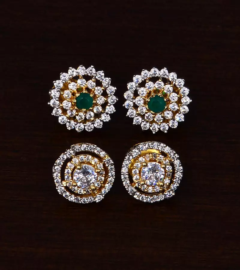 Emerald and AAA CZ Embellished American Diamond Studs 216ED318