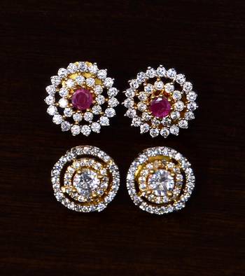 Ruby and AAA CZ Embellished American Diamond Studs 216ED319 1