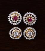 Ruby and AAA CZ Embellished American Diamond Studs 216ED319