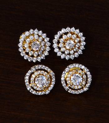 American Diamond Embellished Two Pairs of Studs 216ED320 1