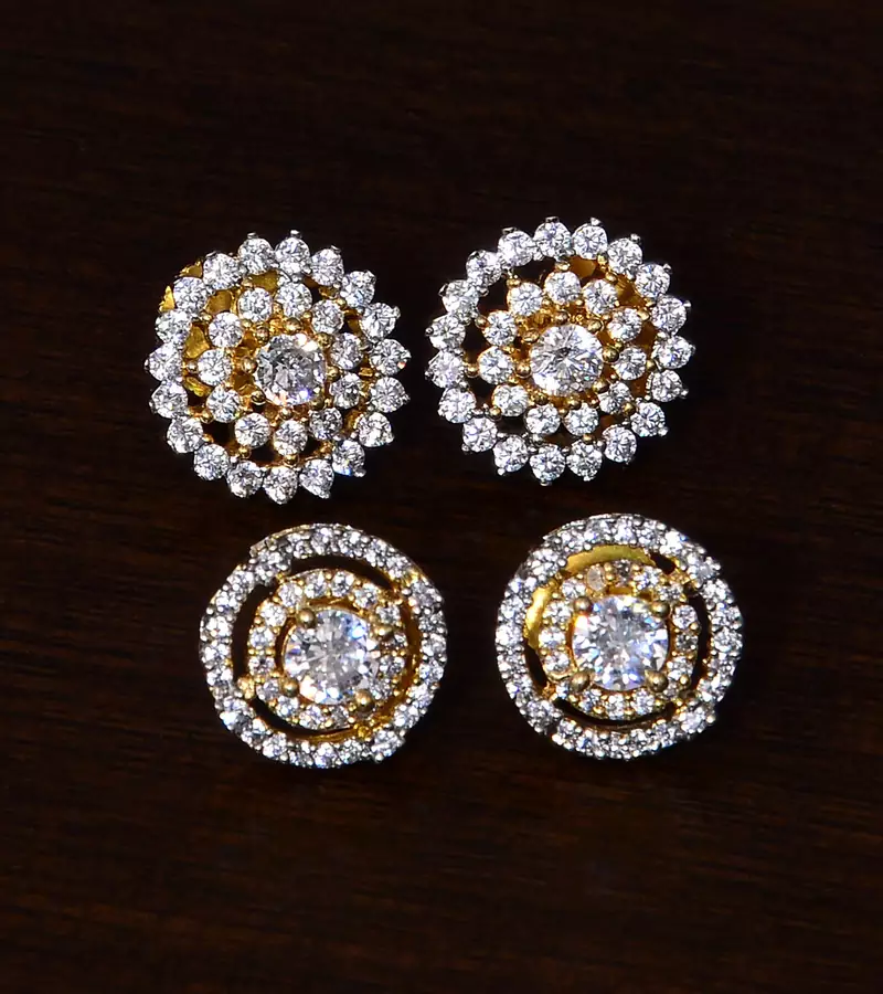 American Diamond Embellished Two Pairs of Studs 216ED320
