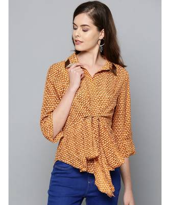 Label Ritu Kumar Beige 3/4 Sleeves Short Top 2