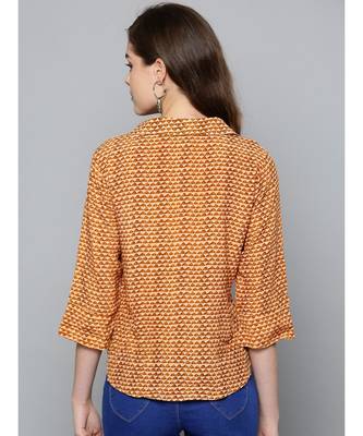 Label Ritu Kumar Beige 3/4 Sleeves Short Top 5