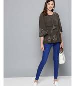 Label Ritu Kumar Grey 3/4 Sleeves Short Top