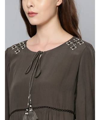 Label Ritu Kumar Grey 3/4 Sleeves Short Top 3